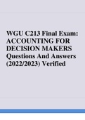 WGU C213 FINAL EXAM ACCOUNTING FOR DECISION MAKERS Q&A 2022-2023 VERIFIED .