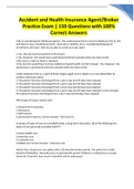 Accident and Health Insurance Agent&sol;Broker Practice Exam &vert; 159 Questions with 100&percnt; Correct Answers