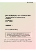 Ethical Information and Communication Technologies for Development Solutions EUP1501