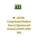 ATI PN Comprehensive Predictor Form A | Questions and Answers| LATEST, 2020/ 2021 | INSTANT DELIVERY