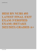 HESI RN NURS 493 LATEST FINAL EXIT EXAM (VERIFIED EXAM) (RETAKE 2022/2023) GRADED A+