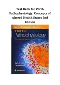 Test Bank for Porth Pathophysiology&colon; Concepts of Altered Health States 2nd Edition 