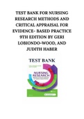 TEST BANK FOR NURSING RESEARCH METHODS AND CRITICAL APPRAISAL FOR EVIDENCE- BASED PRACTICE 9TH EDITION BY GERI LOBIONDO-WOOD&comma; AND JUDITH HABER