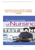 Fundamentals of Nursing  9th Edition LATEST by Taylor, Lynn, Bartlett Test Bank ALL CHAPTERS COVERED