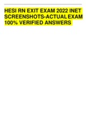 HESI RN EXIT EXAM 2022 INET SCREENSHOTS-ACTUAL EXAM 100&percnt; VERIFIED ANSWERS 