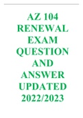 AZ 104 RENEWAL EXAM QUESTION AND ANSWER UPDATED 2022/2023