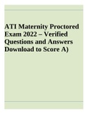 ATI Maternity Proctored Exam 2022 – Verified Questions and Answers Download to Score A)