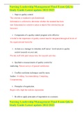 Nursing Leadership&sol;Management Final Exam Q&As Study Guide Latest update 2022&sol;2023