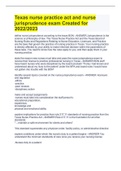 Texas nurse practice act and nurse jurisprudence exam Created for 2022&sol;2023