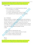 Nursing leadership midterm Questions and Answers 100&percnt;correct&sol;verified Latest 2022&sol;2023 Rated A&plus; 