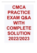 CMCA PRACTICE EXAM Q&A WITH COMPLETE SOLUTION 2022/2023
