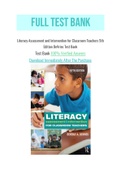 Literacy Assessment and Intervention for Classroom Teachers 5th Edition DeVries Test Bank