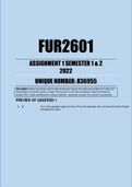 FUR2601  ASSIGNMENT 1 SEMESTER 1 & 2 2022 -All Answers are Correct