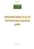 HESI MED SURG V1 & V2 2019 Screenshots and Study guides