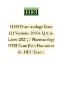 HESI PN Pharmacology Exam (21 Versions, 2000+ Verified Q & A, Latest-2021) / PN HESI Pharmacology Exam / Pharmacology HESI PN Exam / Pharmacology PN HESI Exam |Perfect Guide for HESI Exam|