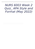 NURS 6003 Week 2 Quiz_ APA Style and Format 