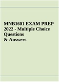 MNB1601 EXAM PREP 2022 - Multiple Choice Questions & Answers