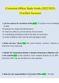 Correction Officer Study Guide Over 100 Questions and Answers (2022/2023) (Verified Answers)