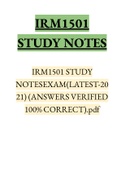 IRM1501 STUDY NOTES 2022 VERIFIED AND RATED 100%