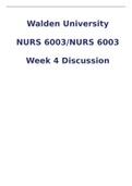 Walden University NURS 6003/NURS 6003 Week 4 Discussion