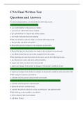 CNA Final Written Test Questions and Answers