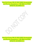 Hesi Exit Exam RN V2 2021&sol;2022 Screenshots and Review Questions &lpar; 160 Q&A &rpar;LATEST UPDATE &lpar;SCORES A&plus;&rpar;