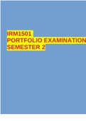  Exam (elaborations) IRM1501 Assignment 1 (ANSWERS) Semester 2 2023 - DISTINCTION GUARANTEED.  2 Exam (elaborations) IRM1501 PORTFOLIO EXAMINATION SEMESTER 2  3 Exam (elaborations) IRM1501 Assignment 2 Semester 1