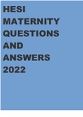 HESI MATERNITY QUESTIONS AND ANSWERS 2022