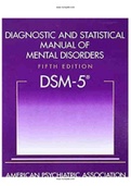 DSM5 Diagnostic and Statistical Manual of Mental Disorders 5th Edition Test Bank