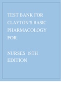 Test Bank for Clayton's Basic Pharmacology for Nurses, 18th Edition by Willihnganz