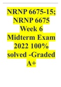 NRNP 6675-15; NRNP 6675 Week 6 Midterm Exam 2022 100% solved -Graded A+