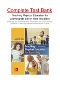Teaching Physical Education for Learning 8th Edition Rink Test Bank