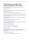 Texas Pharmacy Law Set of 460 answered Questions 100&percnt; correct
