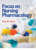 Focus on Nursing Pharmacology 8th Edition by Karch Test Bank