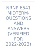 NRNP 6541 MIDTERM- QUESTIONS AND ANSWERS (VERIFIED FOR 2022/2023).