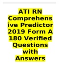ATI RN Comprehensive Predictor 2019 Form A 180 Verified Questions with Answers.