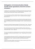 Delegation & Communication Study Guide Exam Questions And All Correct Answers&period;