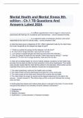 Mental Health and Mental Illness 9th edition - Ch&period;1 TB Questions And Answers Latest 2024&period;