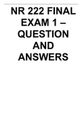 NR 222 FINAL EXAM 1 – QUESTION AND ANSWERS