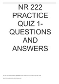 NR 222 PRACTICE QUIZ 1- QUESTIONS AND ANSWERS