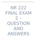 NR 222 FINAL EXAM 2 – QUESTION AND ANSWERS