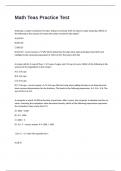 Math Teas Practice Test questions n answers A&plus; rated