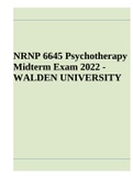 NRNP 6645 Psychotherapy Midterm Exam 2023 - WALDEN UNIVERSITY