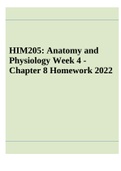 HIM205: Anatomy and Physiology Week 4 - Chapter 8 Homework 2022