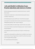 Life and Health Certification Exam Practice Questions and Answers &vert;Verified