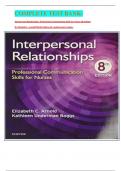 COMPLETE TEST BANK&colon; Interpersonal Relationships&colon; Professional Communication Skills For Nurses 8th Edition By Elizabeth C&period; Arnold Phd Rn Pmhcns-Bc &lpar;Author&rpar;Latest Update&period;