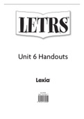 Unit 6 Handouts | LETRS | highly rated | Grade A+ | 2022/2023| 17 pages