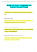 NURS 1140&colon; Exam 1 Questions and  Answers Already Passed