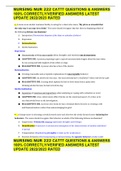 NURSING NUR 222 CATTT QUESTIONS & ANSWERS 100&percnt; CORRECTLY&sol;VERIFIED ANSWERS LATEST UPDATE 2022&sol;2023 RATED