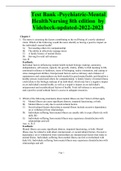 Test Bank -Psychiatric-Mental Health Nursing 8th edition  by Videbeck-updated-2022-2023